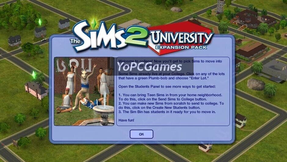 the sims 2: university screenshot 1