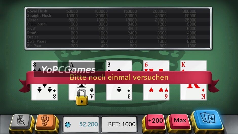 four kings: video poker screenshot 2