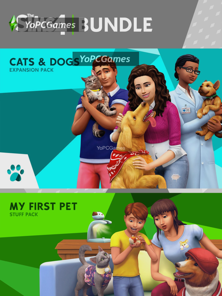 the sims 4: cats and dogs plus my first pet stuff bundle pc