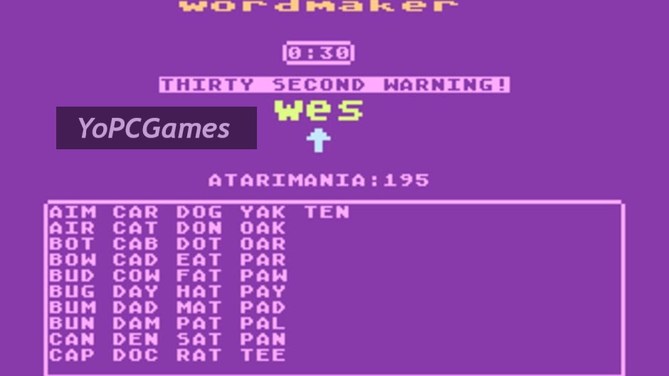 Screenshot of wordmaker 3